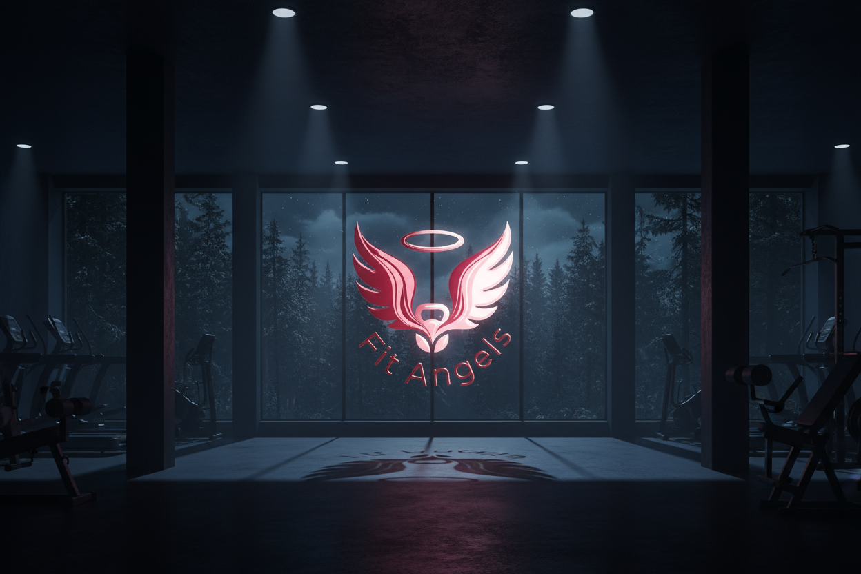 Logo FITANGELS con glossy y rosa pastel